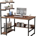 ALISENED Computer Desk with 4-Tier Storage Shelves， 43.3 inch Modern Large Office Desk Computer Table Studying Writing Desk Workstation with Bookshelf and Tower Shelf for Home Office